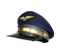 Cappello Pilota Adulto - Cappello Da Pilota Della Compagnia Aerea Per Cinturino Regolabile | Accessori Per Abiti Eleganti In Poliestere, Cappello Capitano A Tema Aereo, Cappelli Per Marinai Per L'