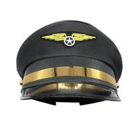 Cappello Pilota Adulto - Cappello Da Pilota Della Compagnia Aerea Per Cinturino Regolabile | Accessori Per Abiti Eleganti In Poliestere, Cappello Capitano A Tema Aereo, Cappelli Per Marinai Per L'