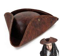 Cappello Pirata per Uomini Adulti Donne Brown Fucido Cappello Tricon in Pelle per Accessori per Costumi per Il Costume del Capitano Pirata