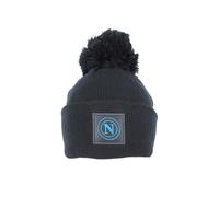 Cappello pon pon maglia liscia patch pelle ricamato ssc napoli