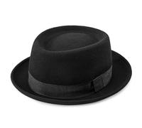 Cappello Pork Pie da uomo, in lana, con parte superiore piatta, stile Fedora, unisex, cappelli Porkpie (S/M), M