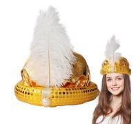 Cappello Prince - Avvolgimento della testa degli uomini del sultano,Con Piuma E Perla Magnifico Sultan Turbante Uomini Head Wrap Paillettes Design Per Uomo