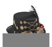 Cappello punk Steampunk, copricapo steampunk con design con occhiali, in feltro, regolabile, per uomini, donne, adolescenti, adulti, teatro, circo, spettacoli, cosplay