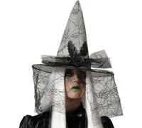 Cappello Ragnatela Strega Velo Grigio