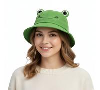 Cappello rana verde o gialla con occhi 3D novità cappello a secchiello per...