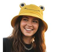 Cappello rana verde o gialla con occhi 3D novità cappello a secchiello per...