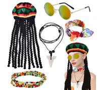Cappello rasta giamaicano con,Cappello Rasta,Cappello Rasta Dreadlocks,Cappello Bob Marley,Stile Unico'Cappello con Ventilatore',Perfetto per Costume da Festivitá,Costumi di Cartoni Animati per Adulti