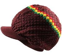Cappello Rasta pour Dreadlocks.Cappello Bob Marley avec Rasta Striscia. (RH4) Bonnet Accessori Dreadlock Cappello Tams pour Homme. Cappelli Dans Le style giamaicano per Uomo e Donna. (Bordeaux)