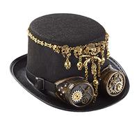 Cappello retrò Steampunk Punk Top Hat Halloween con catena ingranaggi occhiali teschio top per feste di Halloween cappelli steampunk per donne uomini