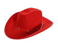 Cappello rosso da cowboy, confezione da 1, cappello da cowboy in feltro con borchie a stella, cappello da cowgirl, accessorio per travestimento selvaggio West