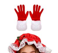Cappello Rosso E Guanti Rossi Della Signora Santa - Accessori per costume da cosplay da donna per Natale - Guanti e cappello per Role Play de Lady Claus - per donne ragazze bambini adulti feste E