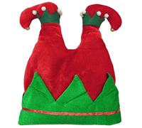 Cappello rosso e verde giullare di corte elfo cm 36 puntale per albero di natale