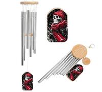 Cappello rosso sciarpa scheletro snowboard scacciapensieri commemorativo tono profondo Windchime con 6 tubi in alluminio decorazione da giardino esterno cortile