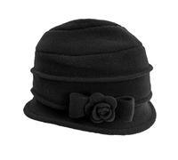 CAPPELLO ROTOLINO IN PILE PLISSETTATO CON SPILLA