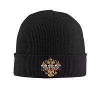 Cappello Sci Con Bandiera Russa - Cappello Sci Con Teschio Hip-Hop Autunnale Invernale Con Personalità Caldo Con Stampa Dell'Emblema Nazionale Morbido Ed Elasticizzato Berretto Sci Berretto Nero