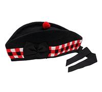 Cappello scozzese, 100% pura lana, nero, Glengarry Triple Diced multicolore Black/Red/White