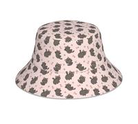 Cappello secchio uomo donna reversibile carino cartone animato gatto sorridente cappello da spiaggia con bordo riflettente, cappello boonie da sole double face per golf, ravel, pesca all'aria