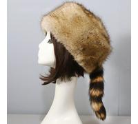 Cappello Sintetico a Coda di Procione, Caldo E Piatto, per L'inverno, Ideale