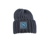 Cappello skipper tinta unita blu con patch in pelle logo ssc napoli