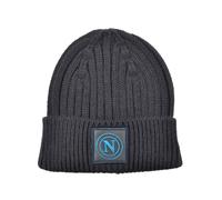 Cappello skipper tinta unita blu in maglia con patch in pelle ssc napoli