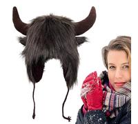Cappello Soffice Di Halloween Cappello Avventura Corna Cappello A Tema Bisonte Cappello Di Peluche Con Corna Cappello Paraorecchie Animale Cappello Da Festa Cappello Paraorecchie Animale Bisonte
