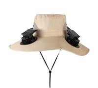 Cappello solare con ventola integrata, ventilatore a 4 teste a tesa larga, protezione solare da uomo, per pesca, campeggio, giardino, cortile, escursionismo, lavoro, viaggi, spiaggia, sport
