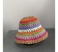 Cappello Sole Estate Boonie A Secchiello In Paglia A Righe Arcobaleno Per Donne