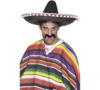 Cappello Sombrero Messicano Nero Accessorio Per Costume Da Cowboy Del Far West