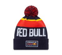 Cappello sportivo in maglia blu scuro con polsini e scritta Red Bull Racing