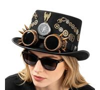 Cappello Steampunk A Cilindro Copricapo Unisex Gotico in Feltro con | Cappello Jazz Western Uomo Donna per Donne Uomini Adulti Balli Maschera Carnevale Cosplay Costumi Oggetti Scena Film