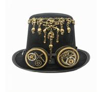 Cappello Steampunk con Ingranaggi Decorazioni Metalliche Tuba Steampunk Nero