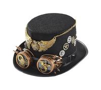 Cappello steampunk con occhiali, cappello da cowboy per donne e uomini, resistente e leggero, cappello steampunk | Costume di Halloween con cinturino regolabile per accessori gotici steampunk