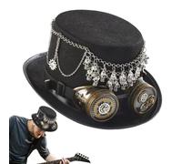 Cappello Steampunk Da Cosplay Accessorio Teschio Retrò con Cinturino | Cappello Steampunk E Occhiali Per Cosplay Adulti Per Appassionati Di Teatro Fotografia Carnevale E Feste In Masche