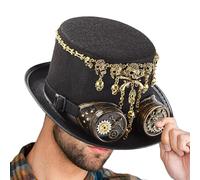 Cappello steampunk da uomo, stile vintage, con occhiali protettivi | Cappello a cilindro per vacanze, carnevale, festival, palcoscenico, teatro, cosplay, feste in maschera e feste in costume