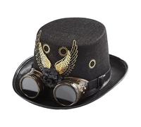 Cappello Steampunk gotico, cappello a fascia alta con occhiali,Ali di Halloween e copricapo per cappello da equipaggiamento | Cappelli vittoriani vintage con occhiali rimovibili per le celebrazioni