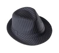 Cappello Stile Gangster, Nero-Gessato in Feltro
