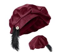 Cappello Stile Tudor Storico,Berretto Tudor Piumato, Circonferenza Testa 62 cm | Berretto rinascimentale Elisabettiano,Per Cosplay, Ballo Mascherato, Festa Medievale, Scena Teatrale, Spettacolo