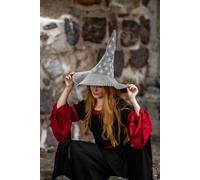 Cappello Strega " Star " Grigio Accessorio Gioco di Ruolo Magico Requisit