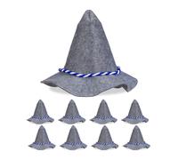 Relaxdays Cappello Tirolese, Set da 9, Cappellino Seppel, Accessori per Costumi di Carnevale e Halloween, Grigio Blu, Poliestere, 26 x 39 cm