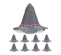 Relaxdays Cappello Tirolese, Set da 9, Cappellino Seppel, Accessori per Costumi di Carnevale e Halloween, Grigio Rosso, Poliestere, 26 x 39 cm