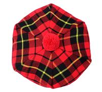 Cappello tradizionale scozzese Tam o' Shatner in lana acrilica Tammy Pom Pom Taglia Unica Vari Tartans Beret Balmoral Flat Kilt Bonnet Jimmy Hats, Berretto piatto, Wallace Tartan, L/XL