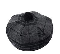 Cappello tradizionale scozzese Tam o' Shatner in lana acrilica Tammy Pom Pom Taglia Unica Vari Tartans Beret Balmoral Flat Kilt Bonnet Jimmy Hats, Berretto piatto, Grigio Watch Night Tartan, L/XL