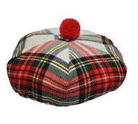 Cappello tradizionale scozzese Tam o' Shatner in lana acrilica Tammy Pom Pom Taglia Unica Vari Tartans Beret Balmoral Flat Kilt Bonnet Jimmy Hats, Berretto piatto, Abito Stewart Tartan, L/XL
