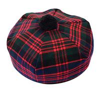 Cappello tradizionale scozzese Tam o' Shatner in lana acrilica Tammy Pom Pom Taglia Unica Vari Tartans Beret Balmoral Flat Kilt Bonnet Jimmy Hats, Berretto piatto, MacDonald Tartan, L/XL