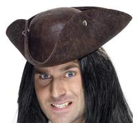 Cappello Tricornis Da Pirata Elegante Unisex In Finta Pelle Marrone Di Smiffys