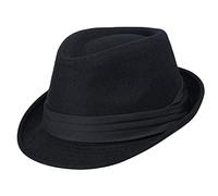 Cappello Trilby classico in feltro da donna e da uomo a tesa corta Cappello Fedora nero Manhattan Gangster Jazz per unisex, Nero , 60