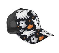 Cappello Trucker Cute White Ghost Halloween Pattern Cappello A Palla Sole Estivo Cappellino da Baseball Unisex per Fitness attività All'Aperto Sport