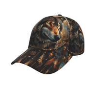 Cappello Trucker Dream Catcher Wolf Feathers Native American Brown Hip Hop Cappllino Casual Berretto da Baseball Regolabile Berretto Palla per Regali Fitness Sport
