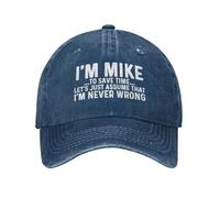 Cappello Trucker I'm Mike To Save Time Let's Just Assume That I'm Never Wrong Hip Hop Cappllino Classico Cappellino da Baseball Sole Estivo Berretto Palla per Viaggi Regali attività All'Aperto