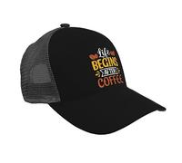 Cappello Trucker Life Begins After Coffee Berretto da Baseball Sole Estivo Cappello A Palla Regolabile Hip Hop Cappllino per Sport Regali Viaggi